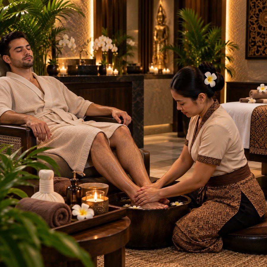 Foot soak before reflexology